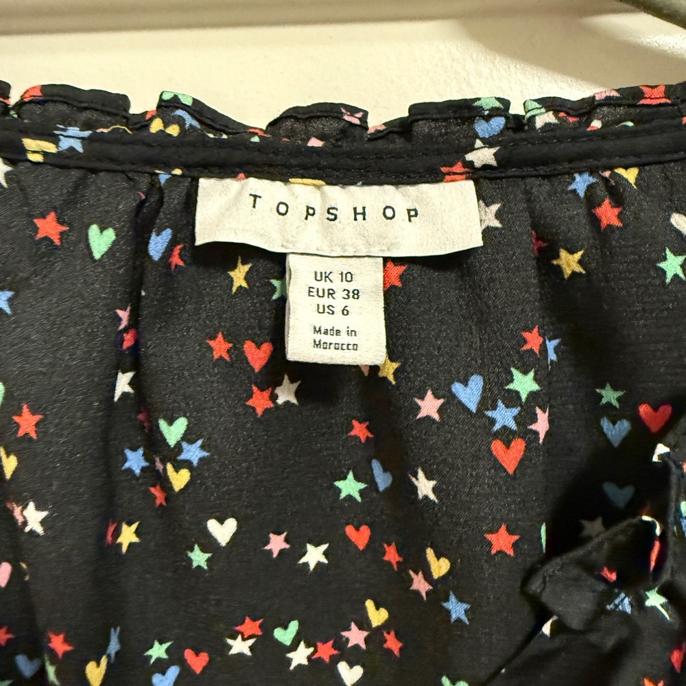 Topshop Black and Red Star Print Skirt